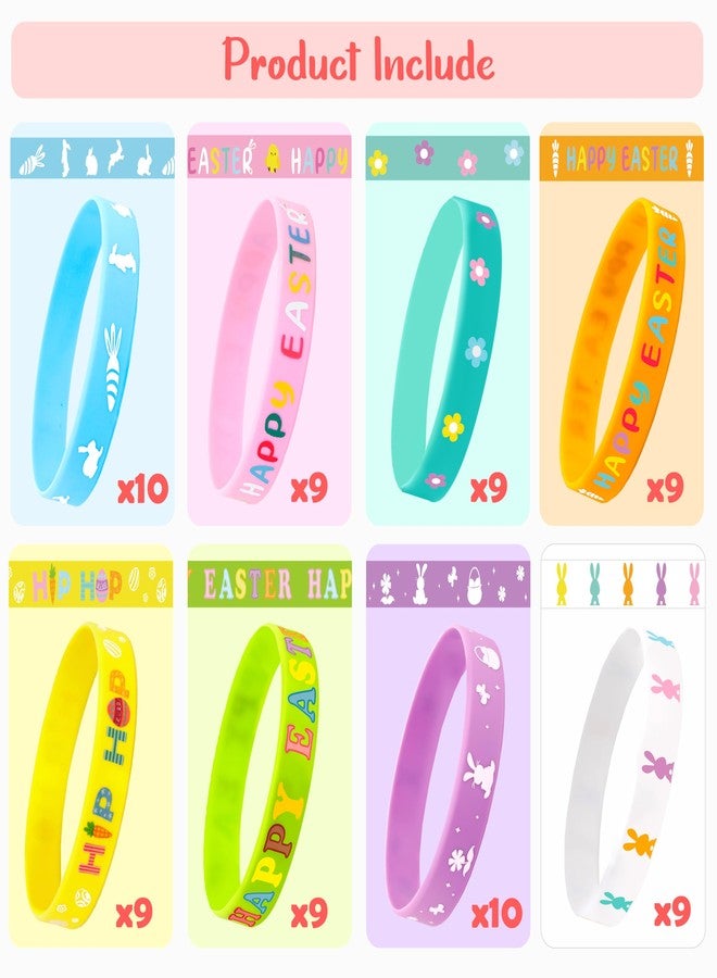 Moon Boat 74pcs Easter Basket Stuffers Wristbands for Kids, Egg Fillers Bulk , Rubber Wristband Gifts, Party Favors for Boys Girls - Image 4
